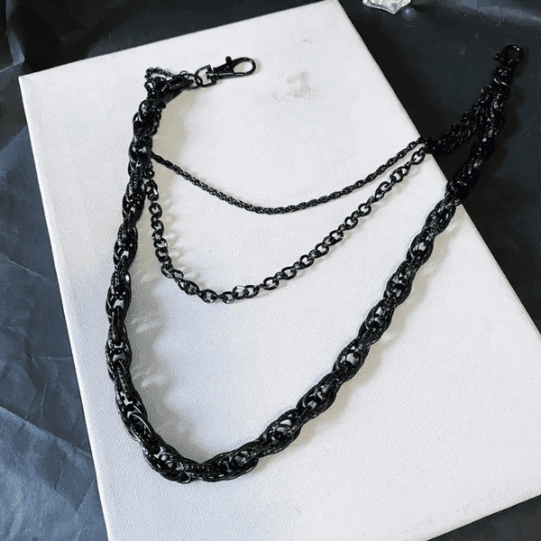 AEGIS CHAIN BLACK - 3pcs Alloy Multi-Layer Long Biker Chain For Jeans with Lobster Clasps for Men & Boys - 36 inch - THE MEN THING