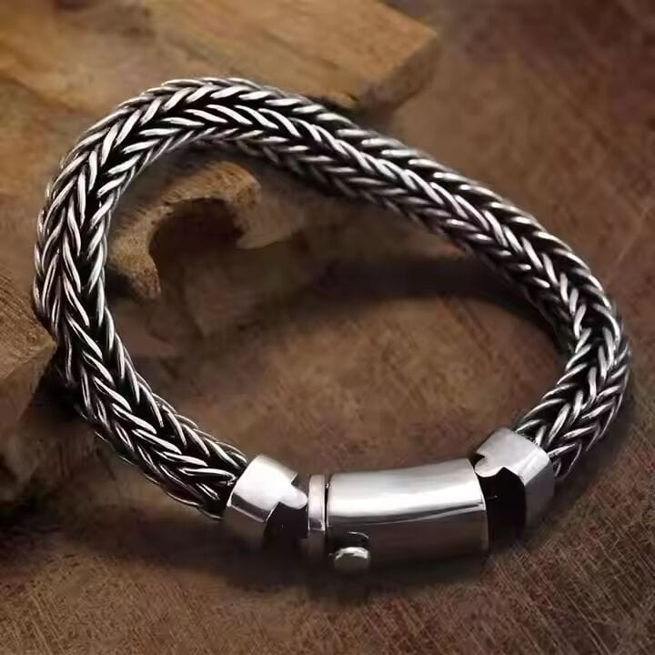 AEROGRIP - 12mm Pure Stainless Steel Bracelet, Biker Punk Style Bracelet for Men & Boy (8 inch) - THE MEN THING