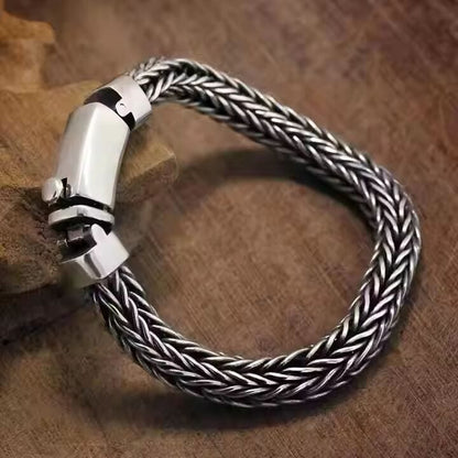 AEROGRIP - 12mm Pure Stainless Steel Bracelet, Biker Punk Style Bracelet for Men & Boy (8 inch) - THE MEN THING