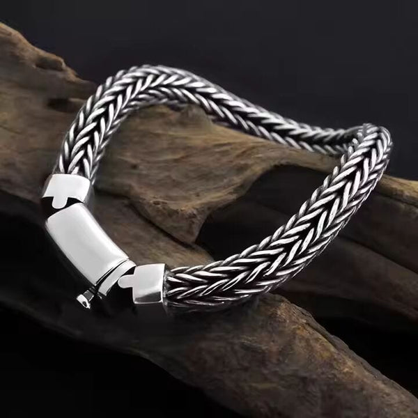 AEROGRIP - 12mm Pure Stainless Steel Bracelet, Biker Punk Style Bracelet for Men & Boy (8 inch)