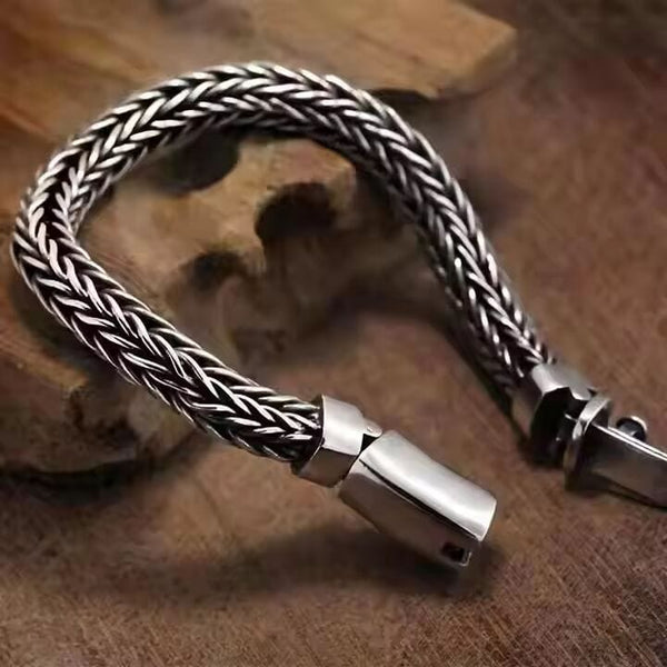 AEROGRIP - 12mm Pure Stainless Steel Bracelet, Biker Punk Style Bracelet for Men & Boy (8 inch)