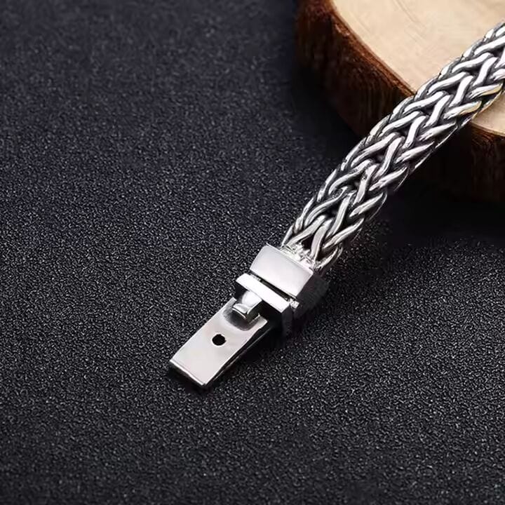 AEROGRIP - 12mm Pure Stainless Steel Bracelet, Biker Punk Style Bracelet for Men & Boy (8 inch) - THE MEN THING