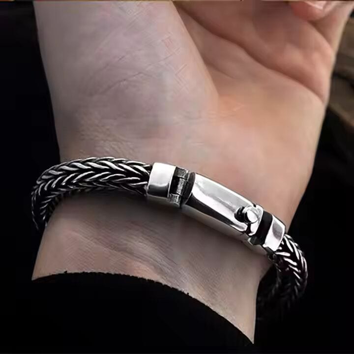 AEROGRIP - 12mm Pure Stainless Steel Bracelet, Biker Punk Style Bracelet for Men & Boy (8 inch) - THE MEN THING
