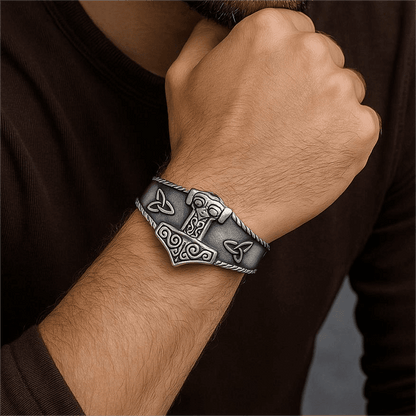 AESIR BAND - Pure Stainless Steel Open Bangle Bracelet (Adjustable) for Men & Boys - THE MEN THING