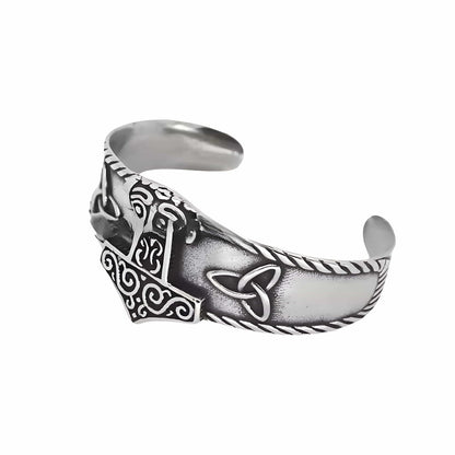 AESIR BAND - Pure Stainless Steel Open Bangle Bracelet (Adjustable) for Men & Boys - THE MEN THING