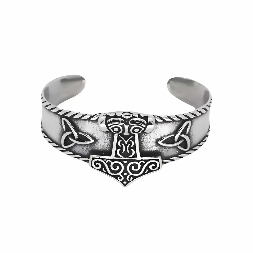 AESIR BAND - Pure Stainless Steel Open Bangle Bracelet (Adjustable) for Men & Boys - THE MEN THING