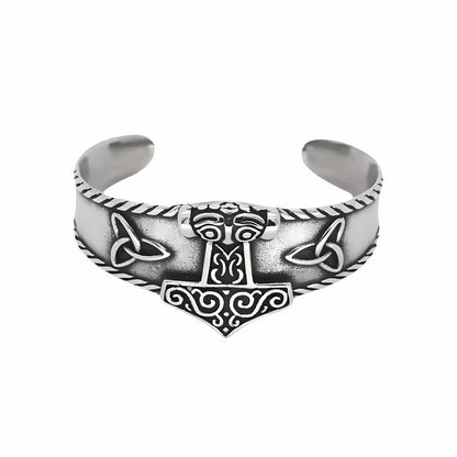 AESIR BAND - Pure Stainless Steel Open Bangle Bracelet (Adjustable) for Men & Boys - THE MEN THING