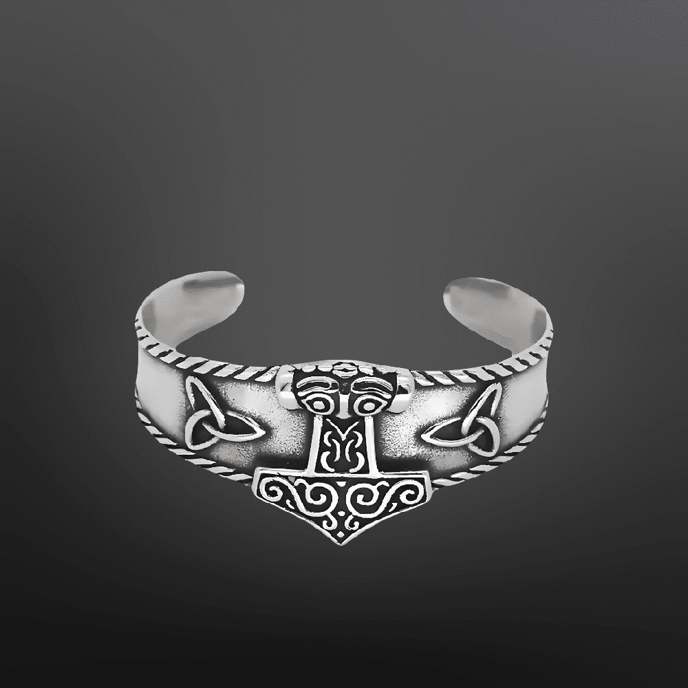 AESIR BAND - Pure Stainless Steel Open Bangle Bracelet (Adjustable) for Men & Boys - THE MEN THING
