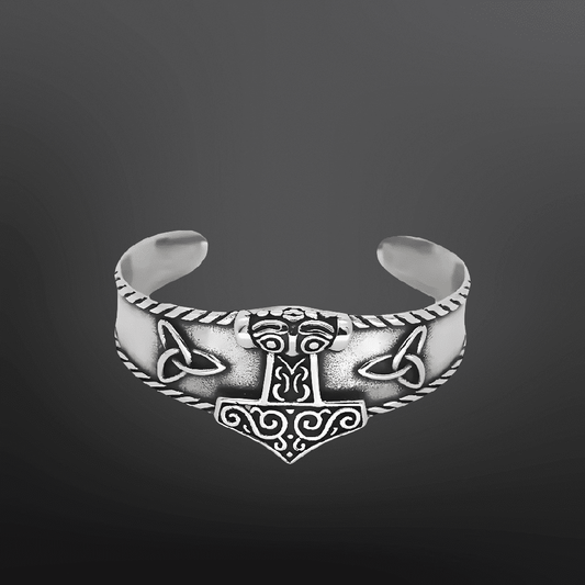 AESIR BAND - Pure Stainless Steel Open Bangle Bracelet (Adjustable) for Men & Boys - THE MEN THING