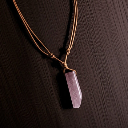 AIKO CRYSTAL PENDANT - Natural Crystal Unshaped Pendant with Adjustable Rope Chain for Men and Boys - THE MEN THING