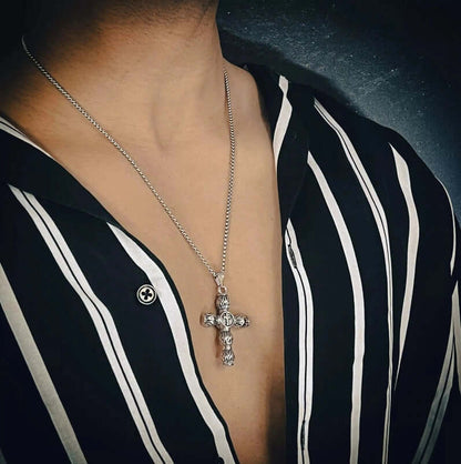 ALLMIGHTY CROSS - Alloy Pendant with Stainless Steel 24inch Round Box Chain, American trending Style for Men & Boy — SS Pendant/ Necklace for Men | THE MEN THING