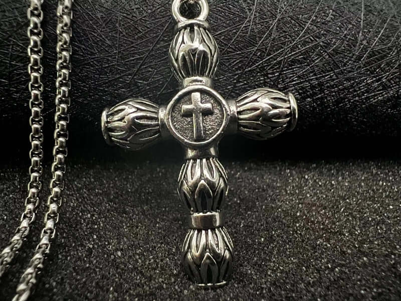 ALLMIGHTY CROSS - Alloy Pendant with Stainless Steel 24inch Round Box Chain, American trending Style for Men & Boy — SS Pendant/ Necklace for Men | THE MEN THING