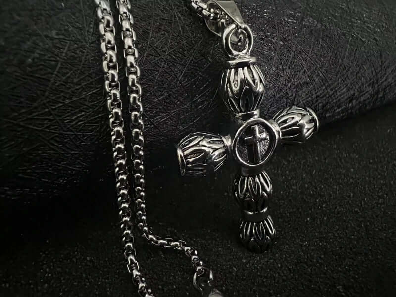 ALLMIGHTY CROSS - Alloy Pendant with Stainless Steel 24inch Round Box Chain, American trending Style for Men & Boy — SS Pendant/ Necklace for Men | THE MEN THING