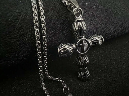 ALLMIGHTY CROSS - Alloy Pendant with Stainless Steel 24inch Round Box Chain, American trending Style for Men & Boy — SS Pendant/ Necklace for Men | THE MEN THING