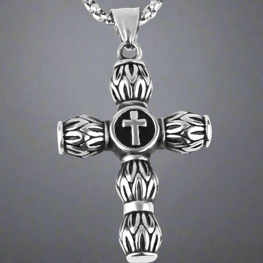 ALLMIGHTY CROSS - Alloy Pendant with Stainless Steel 24inch Round Box Chain, American trending Style for Men & Boy — SS Pendant/ Necklace for Men | THE MEN THING