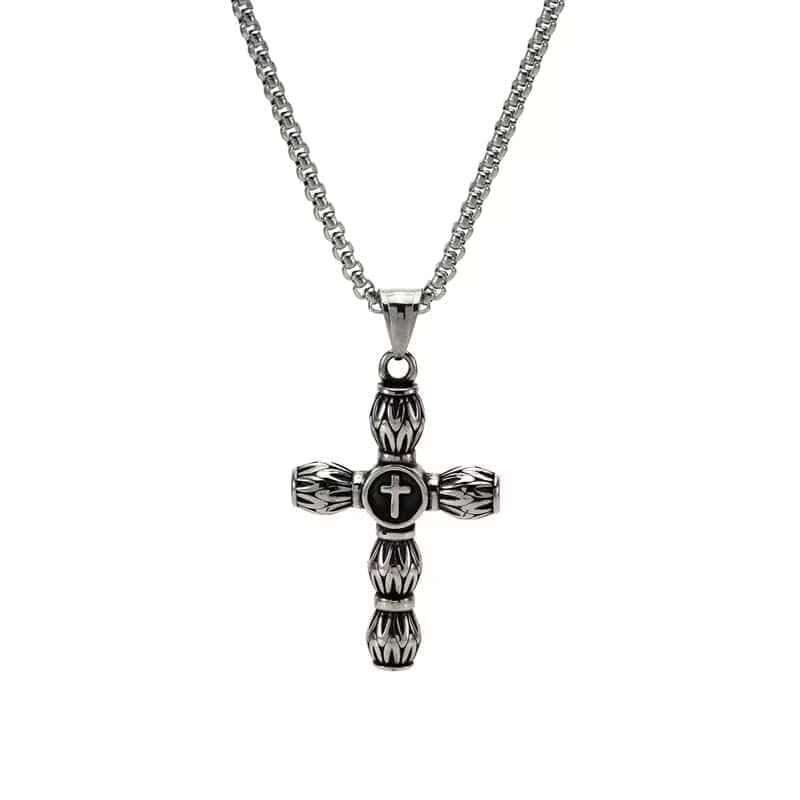 ALLMIGHTY CROSS (T) - Pure Titanium Steel Pendant with Stainless Steel 24inch Round Box Chain, European trending Style for Men & Boy - THE MEN THING