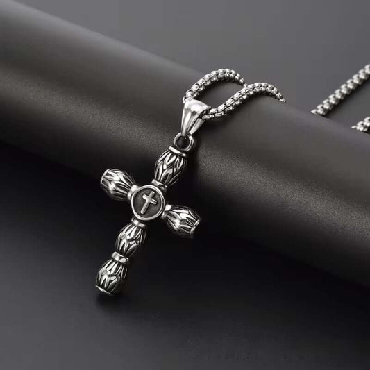 ALLMIGHTY CROSS (T) - Pure Titanium Steel Pendant with Stainless Steel 24inch Round Box Chain, European trending Style for Men & Boy - THE MEN THING