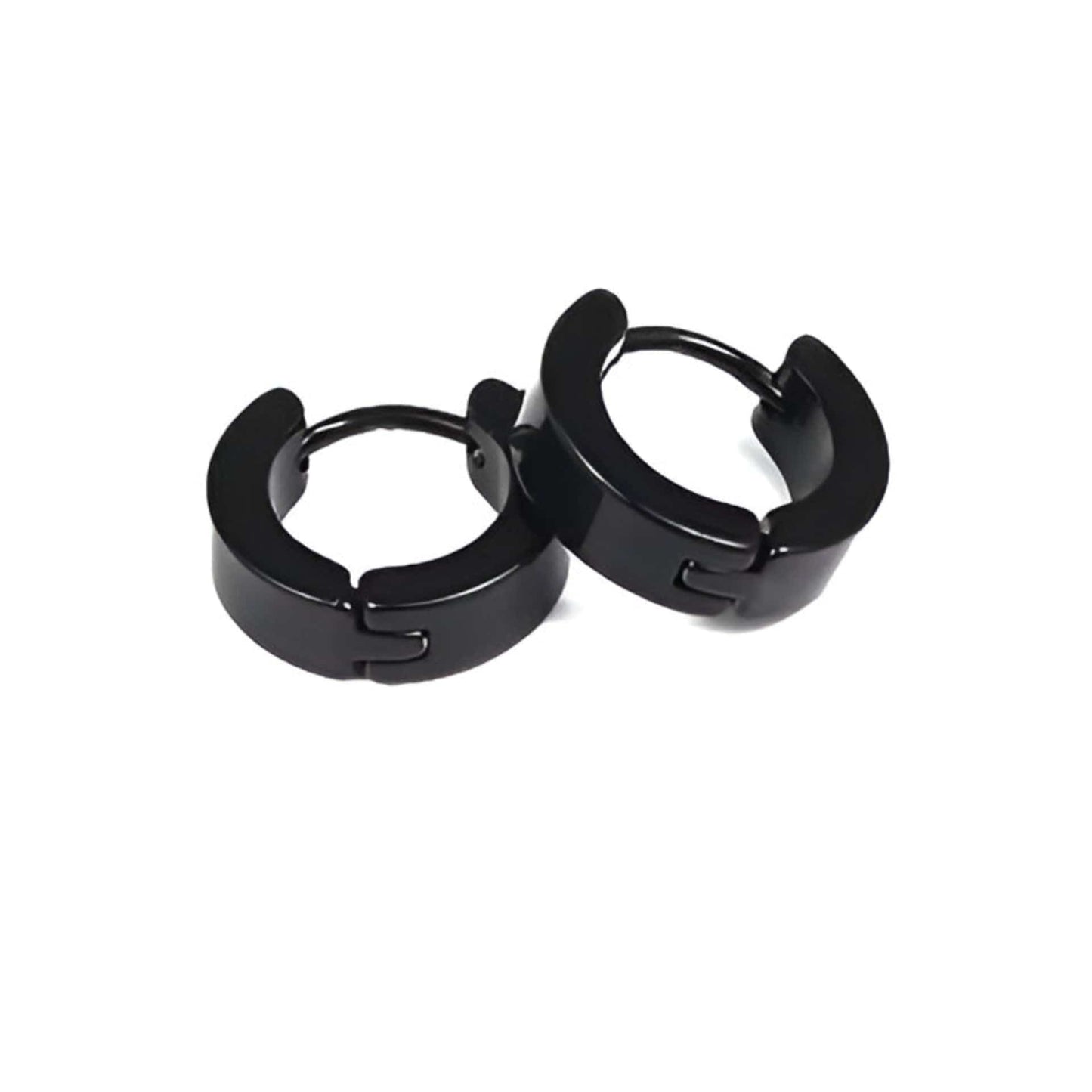 ALTAIR BLACK - Titanium Steel Hoop Earrings for Men & Boys 4mm and 5mm (2 Pcs) - THE MEN THING