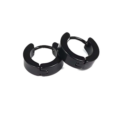 ALTAIR BLACK - Titanium Steel Hoop Earrings for Men & Boys 4mm and 5mm (2 Pcs) - THE MEN THING