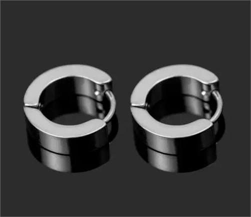 ALTAIR SILVER - Titanium Steel Hoop Earrings for Men & Boys 4mm and 5mm (2 Pcs) - THE MEN THING