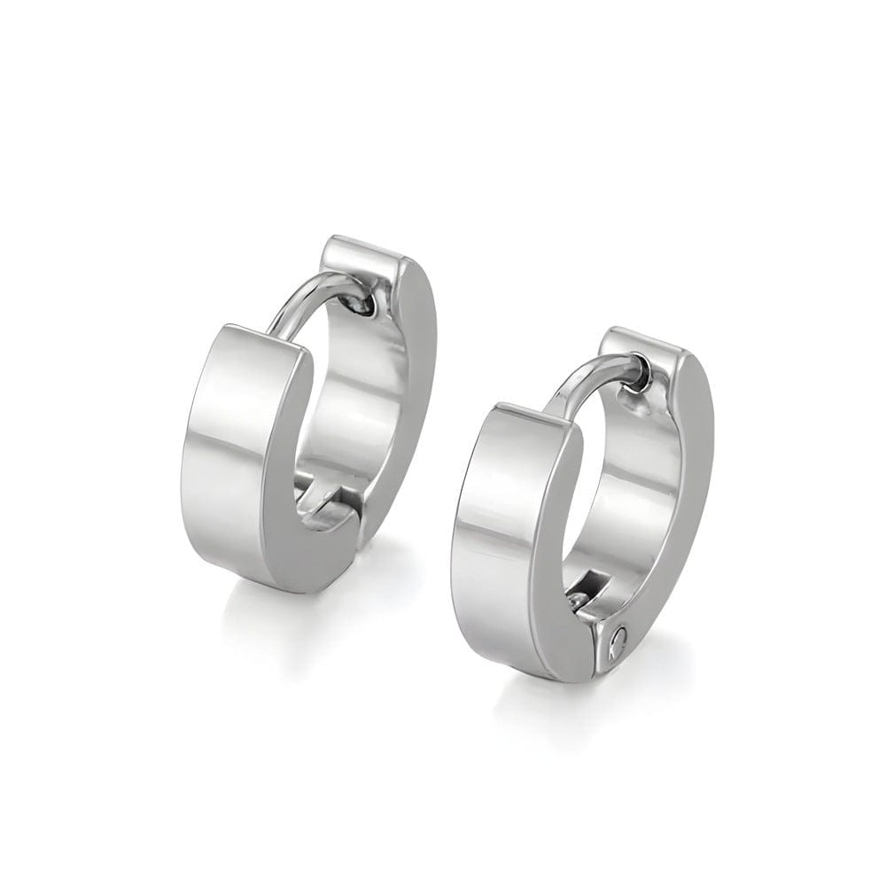 ALTAIR SILVER - Titanium Steel Hoop Earrings for Men & Boys 4mm and 5mm (2 Pcs) - THE MEN THING