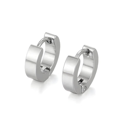 ALTAIR SILVER - Titanium Steel Hoop Earrings for Men & Boys 4mm and 5mm (2 Pcs) - THE MEN THING
