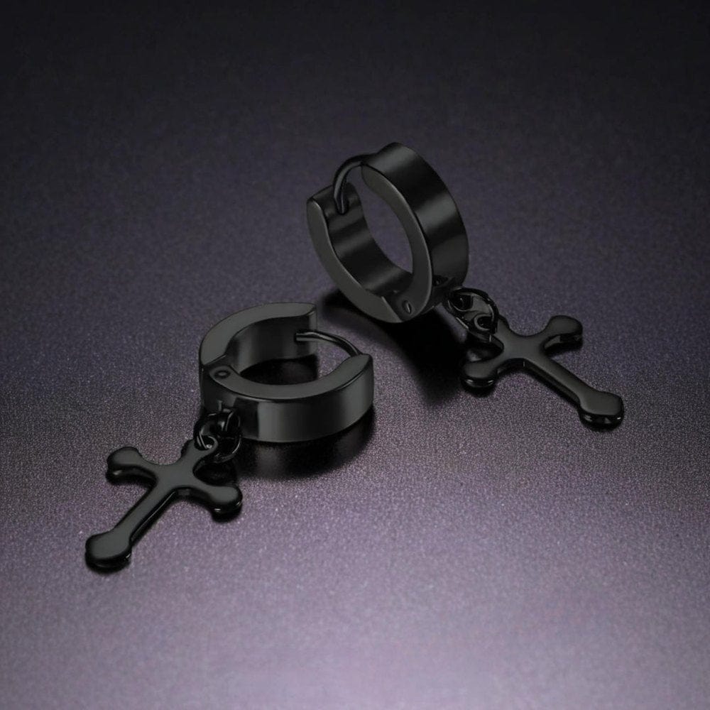 ALTROSS BLACK - 5mm Titanium Steel Hoop Earrings for Men & Boys (2Pcs) - THE MEN THING