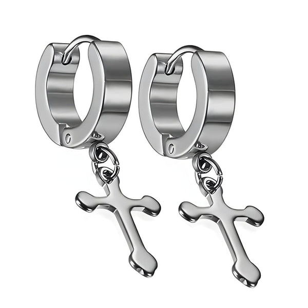 ALTROSS SILVER - 5mm Titanium Steel Hoop Earrings for Men & Boys (2 Pcs)