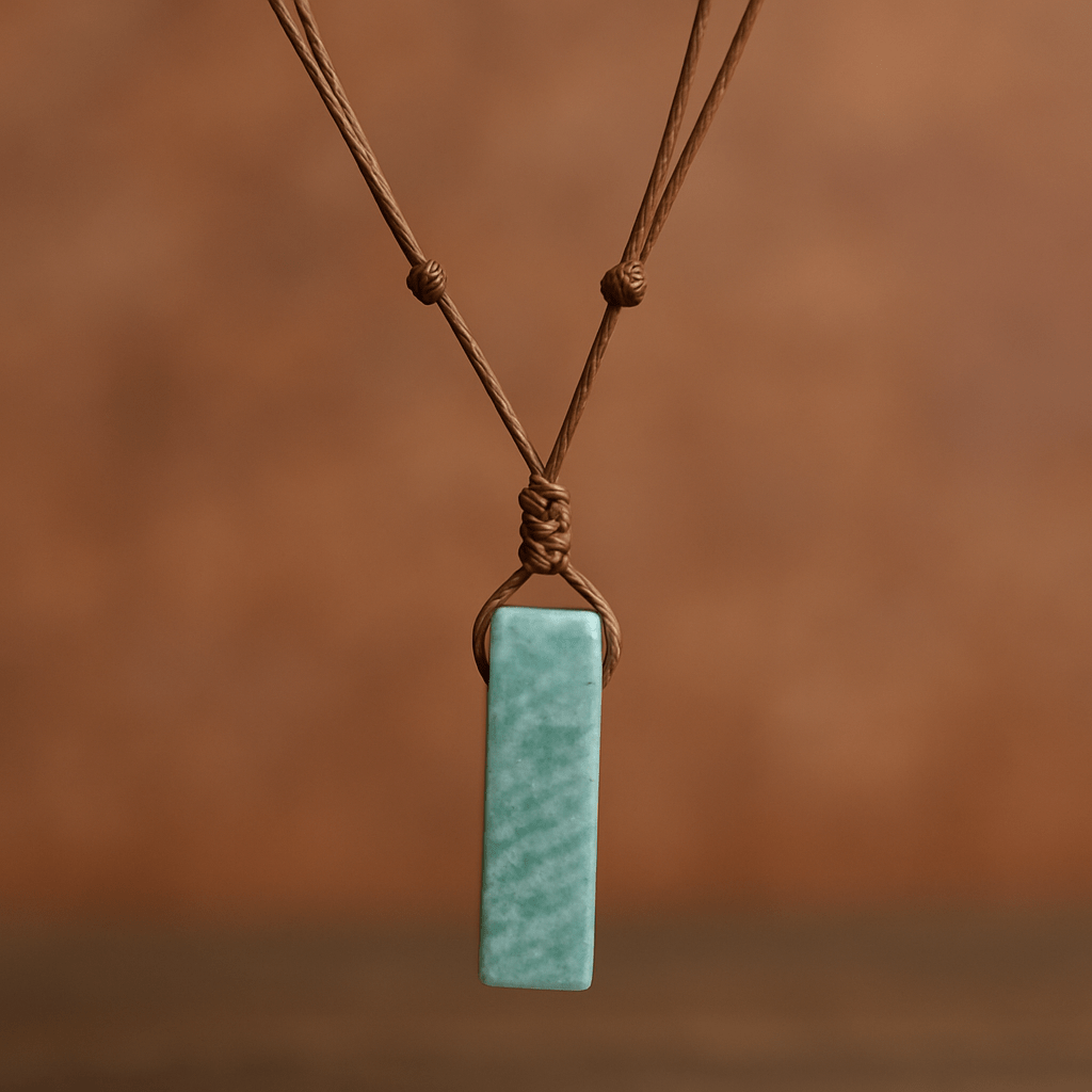AMAZONITE AURA - Natural Crystal Unshaped Pendant with Adjustable Rope Chain for Men and Boys - THE MEN THING
