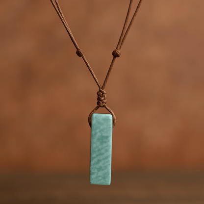 AMAZONITE AURA - Natural Crystal Unshaped Pendant with Adjustable Rope Chain for Men and Boys - THE MEN THING