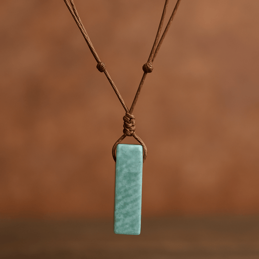 AMAZONITE AURA - Natural Crystal Unshaped Pendant with Adjustable Rope Chain for Men and Boys - THE MEN THING
