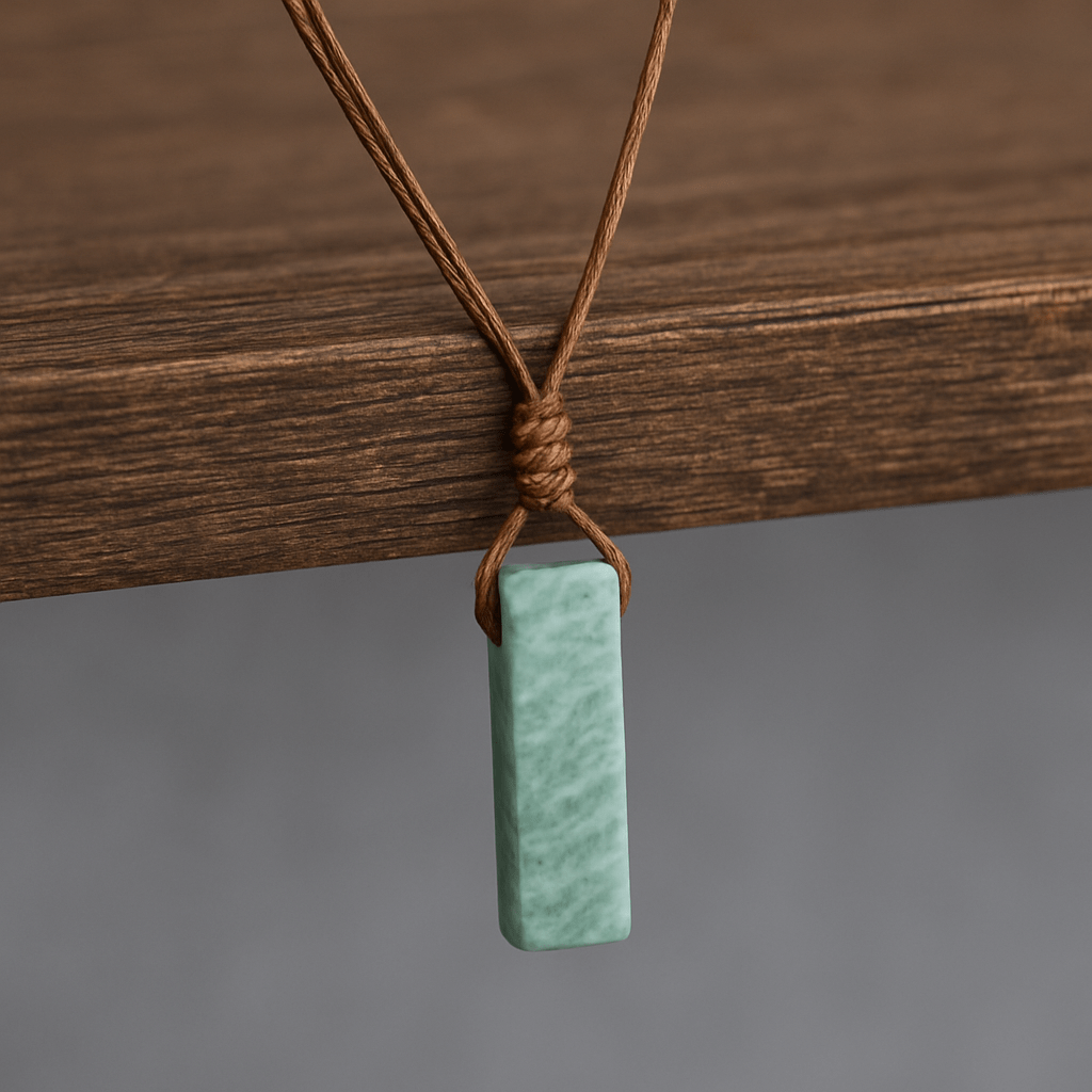 AMAZONITE AURA - Natural Crystal Unshaped Pendant with Adjustable Rope Chain for Men and Boys - THE MEN THING