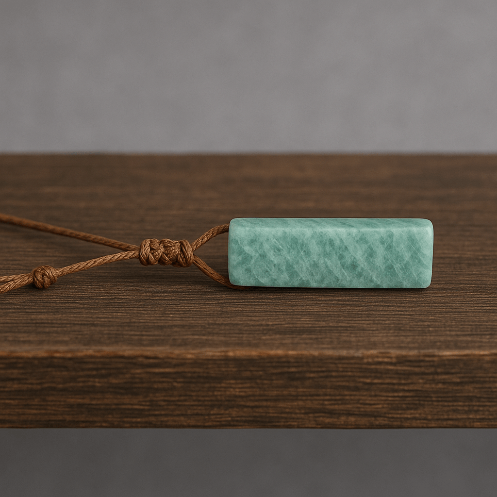AMAZONITE AURA - Natural Crystal Unshaped Pendant with Adjustable Rope Chain for Men and Boys - THE MEN THING