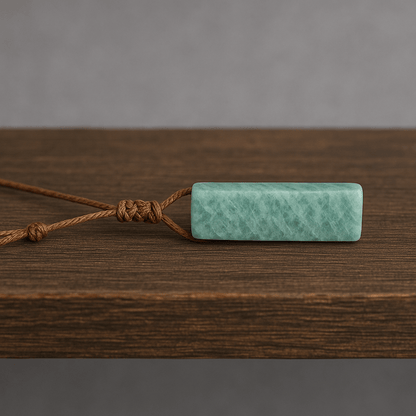 AMAZONITE AURA - Natural Crystal Unshaped Pendant with Adjustable Rope Chain for Men and Boys - THE MEN THING