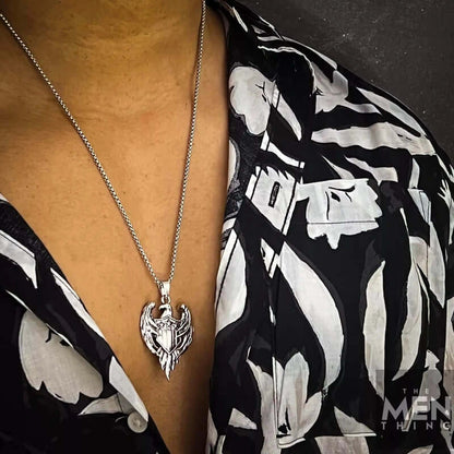 AMERICAN EAGLE PRIDE -  Pure Titanium Steel The Eagle Pendant with 24inch Round Box Chain for Men & Boys - THE MEN THING