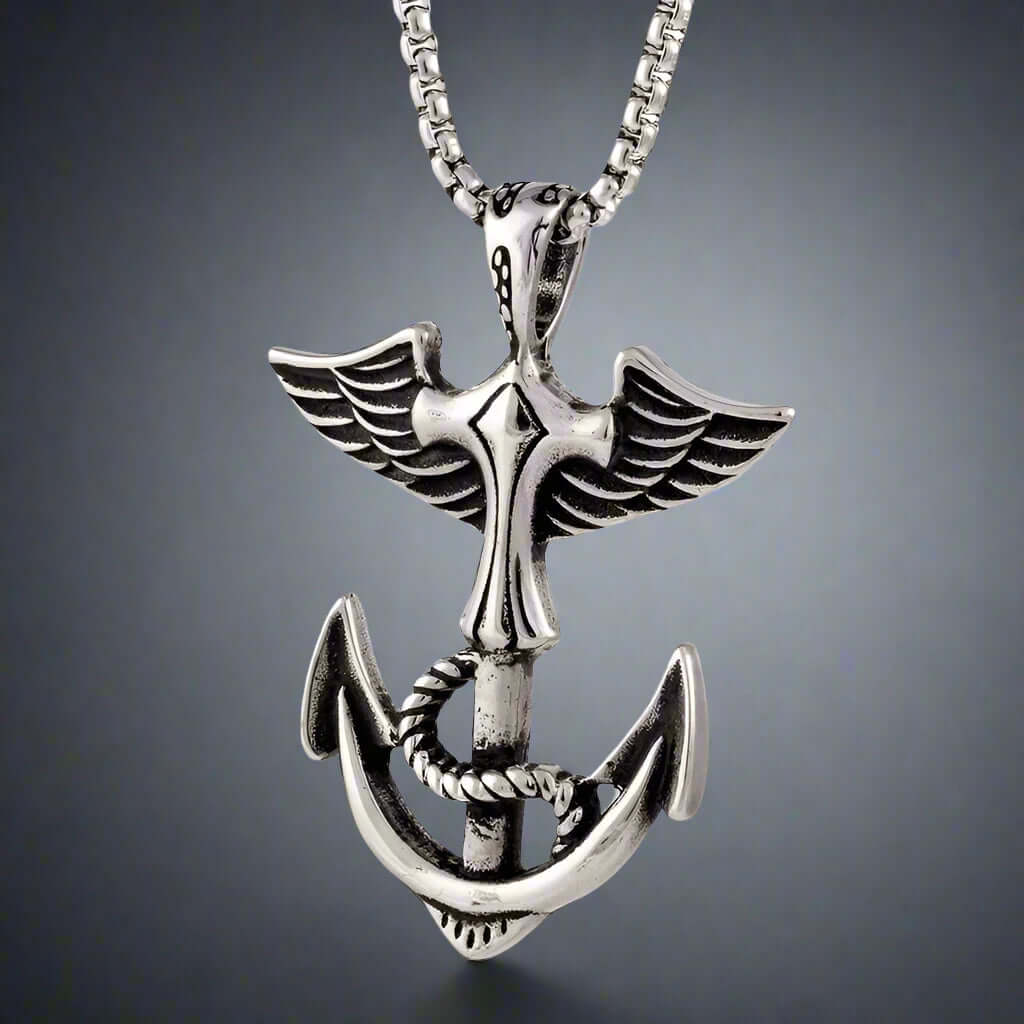 ANCHOR OF LIFE -  Pure Titanium Steel Pendant with 24inch Round Box Chain for Men & Boys - THE MEN THING