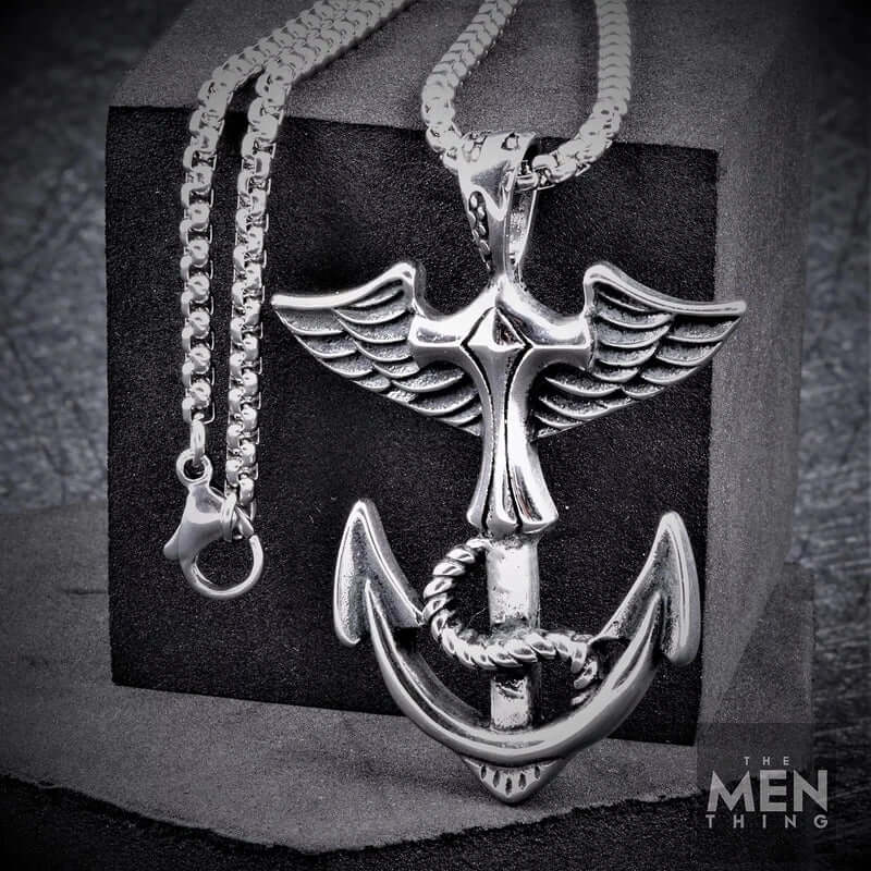 ANCHOR OF LIFE -  Pure Titanium Steel Pendant with 24inch Round Box Chain for Men & Boys - THE MEN THING