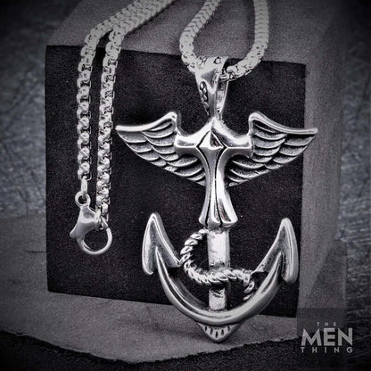 ANCHOR OF LIFE -  Pure Titanium Steel Pendant with 24inch Round Box Chain for Men & Boys - THE MEN THING