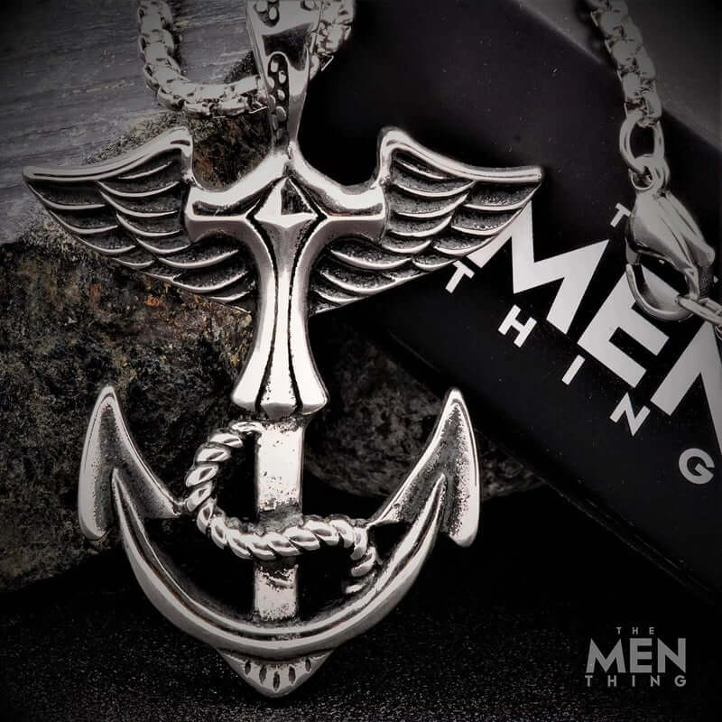 ANCHOR OF LIFE -  Pure Titanium Steel Pendant with 24inch Round Box Chain for Men & Boys - THE MEN THING