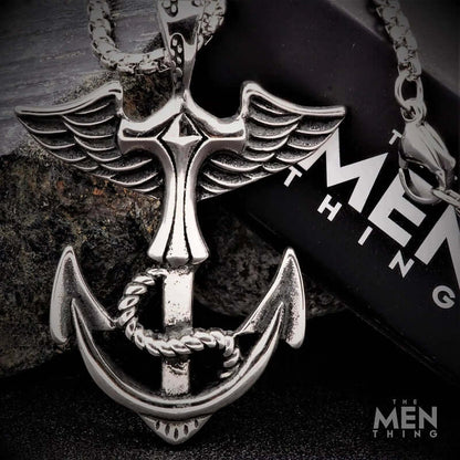 ANCHOR OF LIFE -  Pure Titanium Steel Pendant with 24inch Round Box Chain for Men & Boys - THE MEN THING