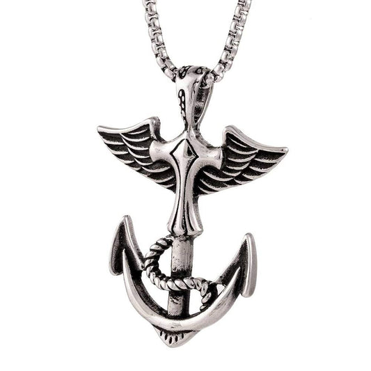 ANCHOR OF LIFE - Pure Titanium Steel Pendant with 24inch Round Box Chain for Men & Boys — SS Pendant/ Necklace for Men | THE MEN THING