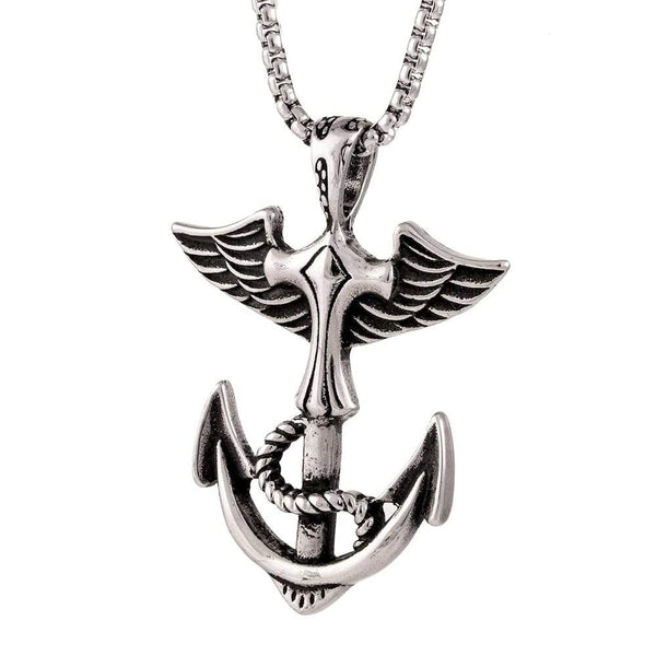 ANCHOR OF LIFE -  Pure Titanium Steel Pendant with 24inch Round Box Chain for Men & Boys