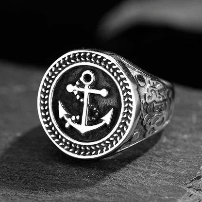 ANCHOR SIGNET - Titanium Steel Ring for Men and Boys (Size-22) - THE MEN THING