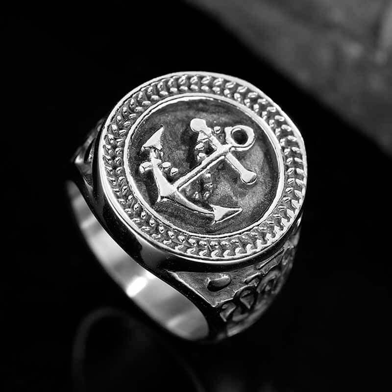 ANCHOR SIGNET - Titanium Steel Ring for Men and Boys (Size-22) - THE MEN THING