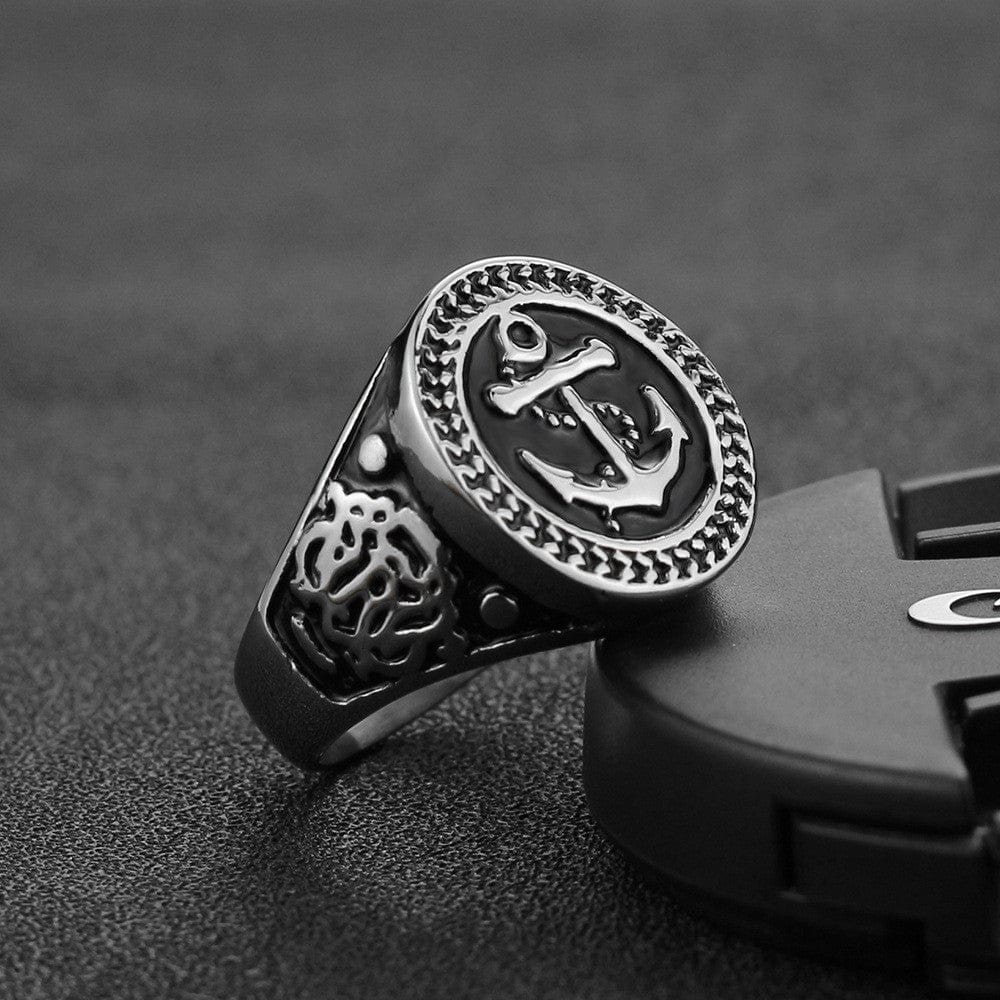 ANCHOR SIGNET - Titanium Steel Ring for Men and Boys (Size-22) - THE MEN THING