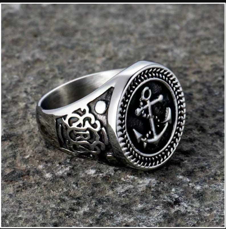 ANCHOR SIGNET - Titanium Steel Ring for Men and Boys (Size-22) - THE MEN THING