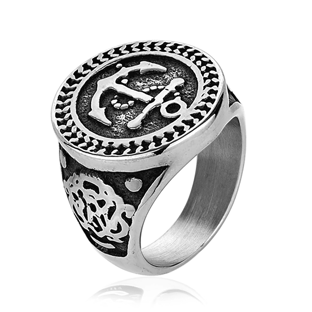 ANCHOR SIGNET - Titanium Steel Ring for Men and Boys (Size-22) - THE MEN THING
