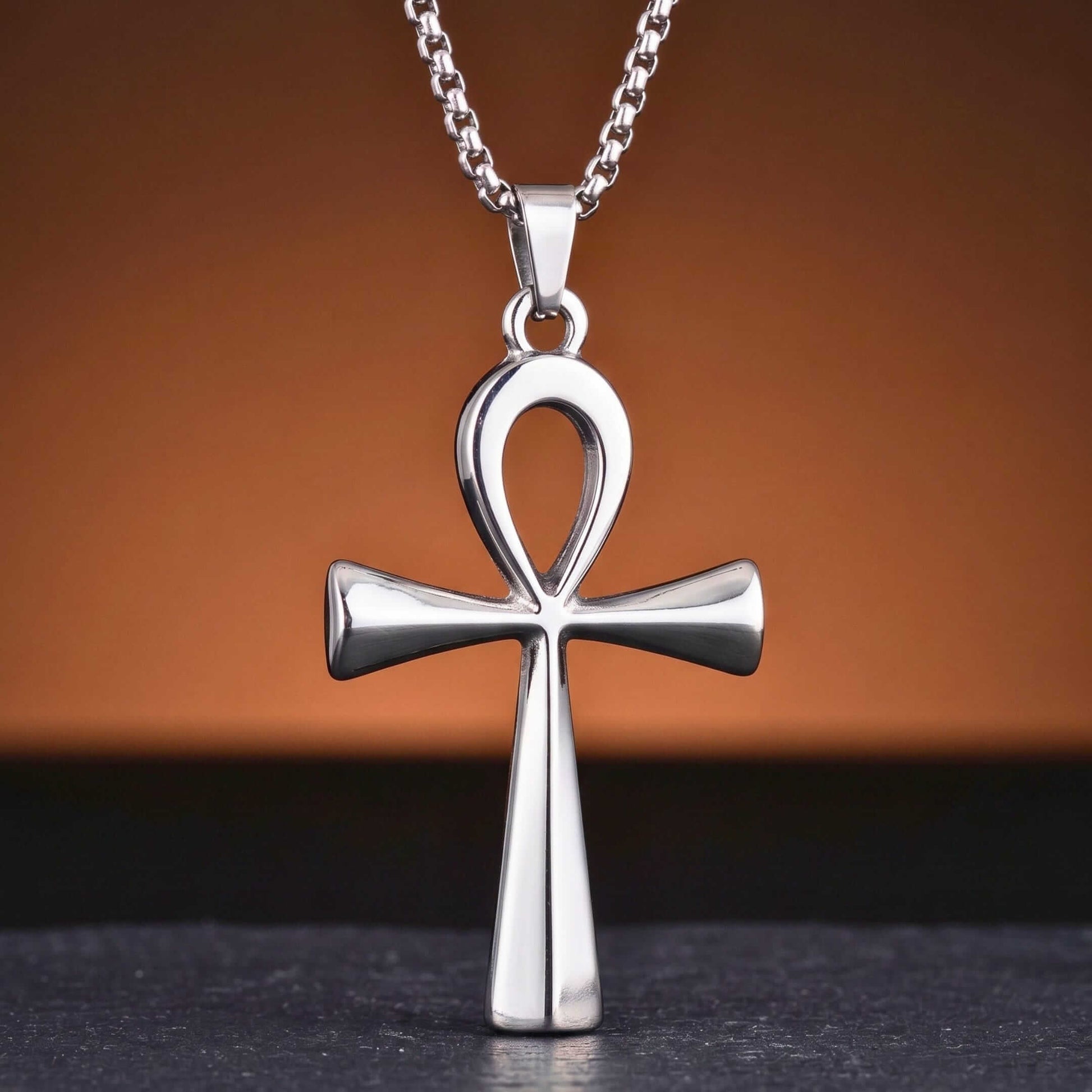 ANKH - 28mm Titanium Steel Pendant with 27inch Round Box 4mm Chain for Men & Boys — SS Pendant/ Necklace for Men | THE MEN THING