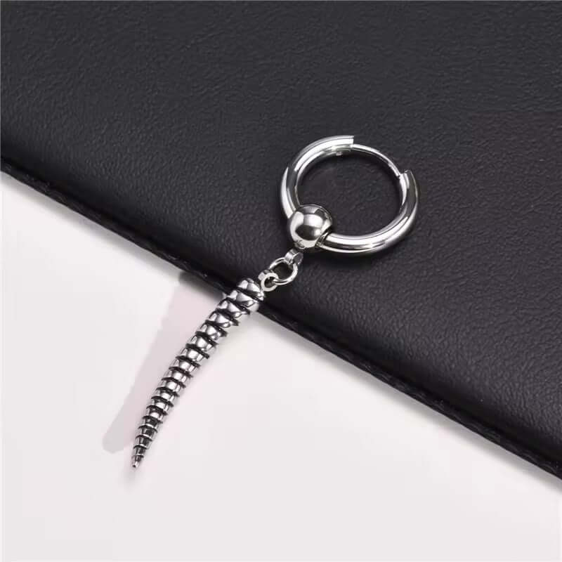 ANTLER - SILVER - Pure Titanium Steel Ear Hoop Earrings for Men & Boys (2 Pcs) - THE MEN THING