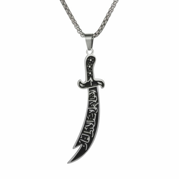 ARABIAN SWORD - 16mm Titanium Steel Pendant with 23inch Round Box 4mm Chain for Men & Boys